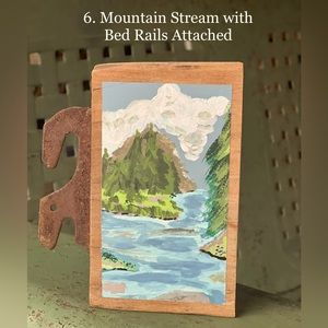 Small Mountain Stream Art | Acrylic on Wood, Shelf Decor, Home Office Artwork